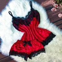Roliyen Sleep rublja za žene za žene donje rublje Camisole Bow Hotks V-izrez Vrhovi Velvet pidžama
