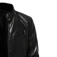 Muška kožna kožna duga rukavica Comfy Plus size od runa, motociklistička jakna, topla jakna