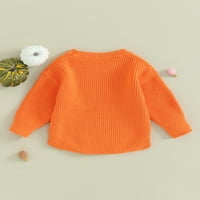 Huakaishijie Kids Boys Girls Jesen Zimski džemper Ghost Pismo Veze Pleteni puloveri s dugim rukavima