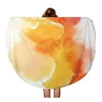 Okrugli ručnik za plažu pokrivač narančastog vodkolora sažetak akvaret ručno ručno žute mastilo za prskanje