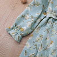 Dječje haljine casual scoop vrat dugih rukava cvjetno cvijeće tiskane obične haljine za sunčanje