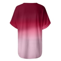 FJOFPR Ženska odjeća za klirens ljetna košulja za ženske povremene gradijentne majice V-izrez s kratkim