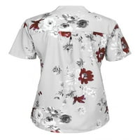 Yolossia Plus Size S-5XL Ženski Henley majica kratkih rukava Ležerne prilike Cvjetne bluze