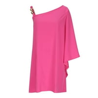 Haljine za žene s dugim rukavima, ležerna mini A-line izvan letnje haljine vruće ružičaste XL