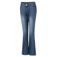 DXHMONEYH FLARE Jeans hlače za žene Ženski visoko struk rastezanje širokog noan elastičnog zvona dna