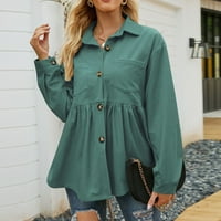 Francuska Dimple Ženska modna modna jakna od pune boje Corduroy dvostruka džepa Dječja majica Lapel