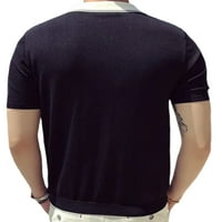 Glonme Muška majica rever Cardigan majica kratkih rukava Odmor sa jednokratnim bluzama uboda Block Black