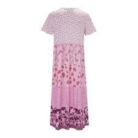 Corashan Fashion Ženska haljina, ženska boemska cvjetna print maxi haljina kratkih rukava okrugla vrata