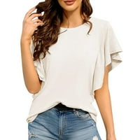 Daznico košulje za žene Žene kratkih rukava majice Modni okrugli vrat Prevelicirani vrhovi čvrsti povremeni