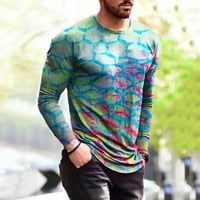 Advoicd majice za muškarce izrez muške 3D blube casual rukave geometrijske majice na vrhu košulja dugim