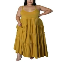 Rejlun Ladies Sundress V izrez Ljeto Maxi haljine bez rukava s rukavima bez rukava plus veličine prevelizirane