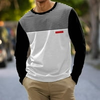 Muški modni vrhovi Casual Sports Striped Stitchting Digitalni ispis Okrugli vrat majica dugih rukava
