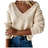 Ženski džemper s dugim rukavima pamučni kašmir labav pleteni pulover