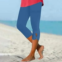 Žene Ljeto Čvrsta boja Capris Usklađivanje slim ugradbene joge teretane Blue 3xl