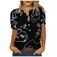Košulje za žene Ljeto Ležerne prilike pamučne posteljine kratkih rukava Majica Labavi fit patchy rever