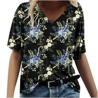 USMIXI ženski vrhovi udobne lagane prozračne labave fit majice ljetno casual cvjetni bluza s kratkim