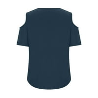 Penskaiy Wose Ležerne prilike kratki rukav V-izrez Solid casual bluza Majica Tunički vrhovi tenkovi s labavim mornaricom u mornarici