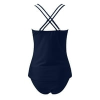 Ženski splitski kupaći kostimi V izrez Solid suknja Tankini dva seta