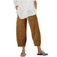 Capri pantalone za žene visoke strukske pamučne pamučne pantalone hlače udobne bager-salonske pantalone