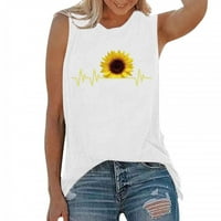 Mchoice Sunflower tenkov za žene Suncokret print majica bez rukava tinejdžerke Funny Graphic Tee Ležerne