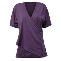 Dame T majice V izrez asimetrične čvrste boje Žene Na odmor Stil Stil Soft Dame Sva sezona Casual Odjeća