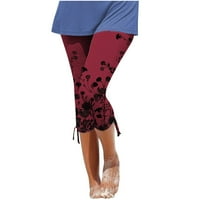 Wavsuf capri pantalone za žene casual ljeto tiskani tanki čišćenje crvene hlače veličine m