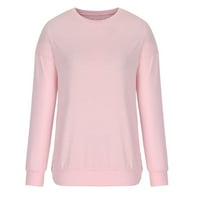 Entyinea grafički dukseri za žene dugih rukava dugim rukavima Boja blok Crewneck džempeni tunike Pink XL