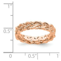 Sterling srebrni izrazi za slaganje ružičasta izrezbarena prstena: 7; za odrasle i tinejdžere; Za žene