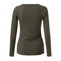 PXIAKGY Bluze za žene V dolje iz majice izreka Ženska ručica Dugme Ties Tines Dugi čvrst zeleno + SAD: