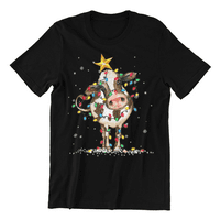Muška božićna krava sa lampicama meka majica za odrasle pamučne pamučne