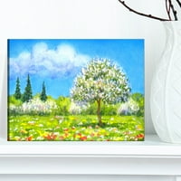 Stablo Art DesimanArt u različitim sezonama Akvarel krajolik platna Art Art Print in. Široka u. Visoka