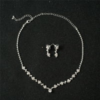 Srebrne djeveruške kristalne ogrlice na naigračima set vjenčani mladenci nakit nakit