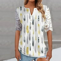 Čipke za žene Ugodno trendy Pogledajte kroz mrežu Sredina majica s dugim rukavima V izrez Casual Moded