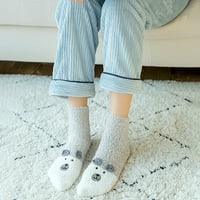 WAVSUF čarape za žene koljeno-visoki klirens Coral Fleece Sive čarape Size Besplatno