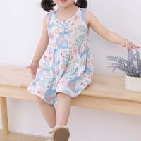 Djevojke za djecu Ljetna odjeća Toddler Baby Soft Cvjetni ispisani haljini bez rukava Dječja haljina