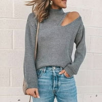 Ženski džemper modne žene izvan ramena turtleneck dugih rukava pulover vrhove