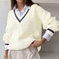 Ženske modne dugih rukava, pulover s puloverom V-izrezom, bluza Pleteni džemper Tietoc