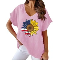 Gathrrgyp ljetne majice za žene, žene V-izrez Print majice Modne udobne ženske bluze vrhovi