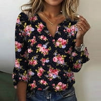Must-hay garderobe esencijalna ženska modna ženska moda V-izrez rukav printu ispis majica Slim TOP Ležerne