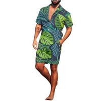 Muške havajske majice casual gumb niz majice kratkih rukava Štampane kratke hlače postavljene plaže