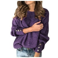 Wotryit ženski čvrsti pulover okrugli vrat dugih rukava topli džemper ženski zbori