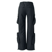 Ploknplq ženske pantalone pantalone za žene teretni hlače opušteni fit vrećica visokog struka kopča