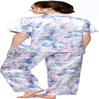 Lavenderi ženski kratki rukav Classtic Satin Pajama set