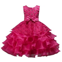 Djevojke Vintage ruffle čipka Tulle Cvjetna djevojka haljina junior djeveruša luk princess haljina za