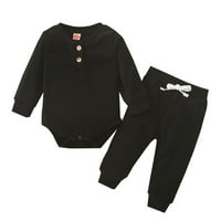Dječaci Girls KDS postavio je čvrstu boju zimsku majicu dugih rukava na vrhu hlače odijelo odjeća set