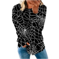 Lovskoo Halloween dukserica za žene Tunic vrhovi pauk web grafički tee trendi labavi majica s dugim