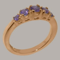 Britanci izrađeni čvrstim 18K ružom zlatnim prstenom s prirodnim ametistom ženskim prstenom - veličine