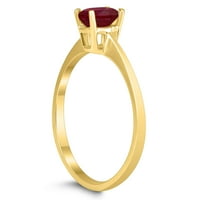 Ženski ovalni pasijans 6x rubin prsten u 10k žutom zlatu
