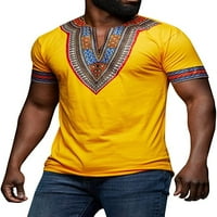 Jhpkjmakkrom Muški afrički Dashiki majica Tribal Cvjetni print V izrez Slim Fit majice Vrhovi