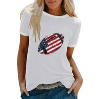 Lastesso Žene američke košulje za zastavu Kratki rukav Crewneck T-majice Sunflower bejball Love Heart